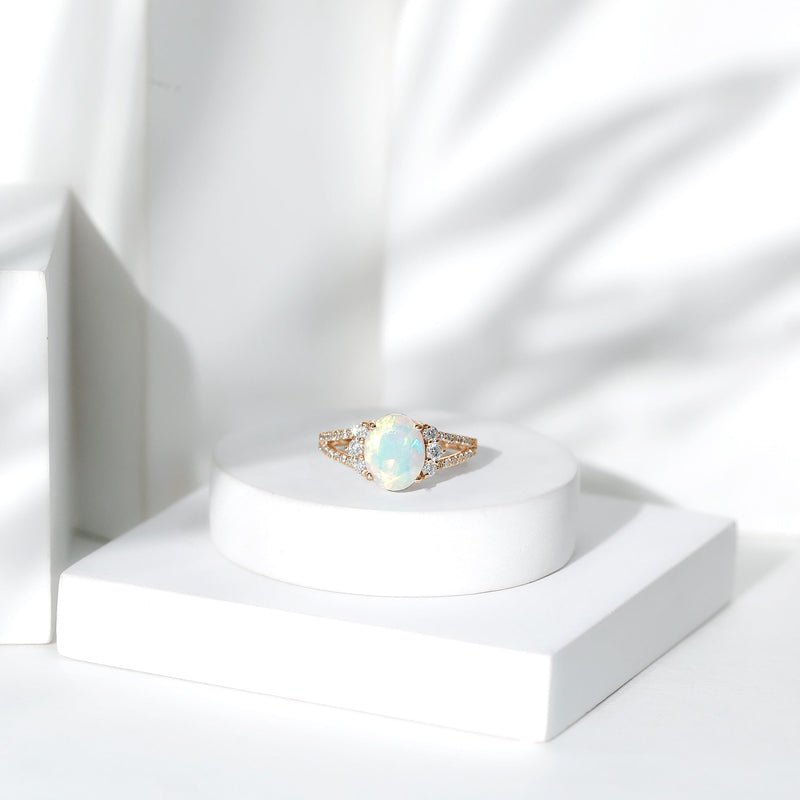 Ethiopian Opal & Diamond Oval Ring