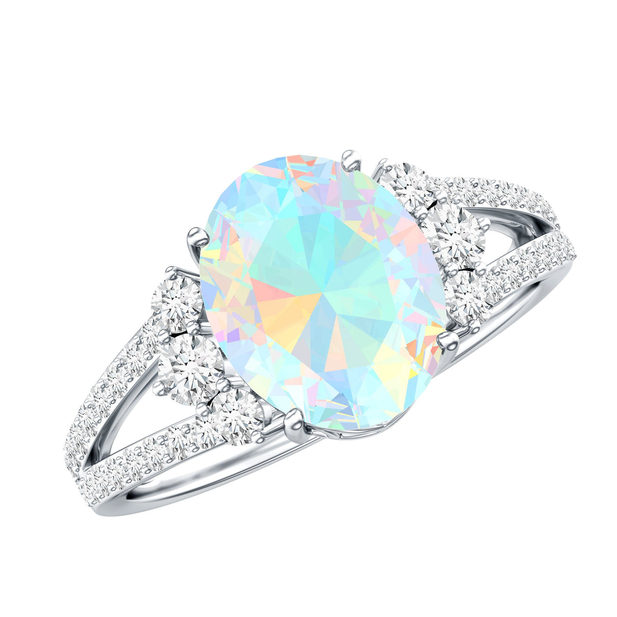 Ethiopian Opal & Diamond Oval Ring
