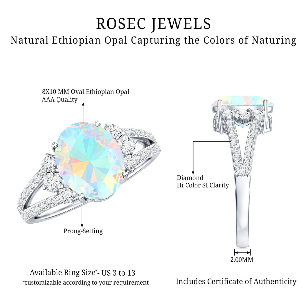 Ethiopian Opal & Diamond Oval Ring