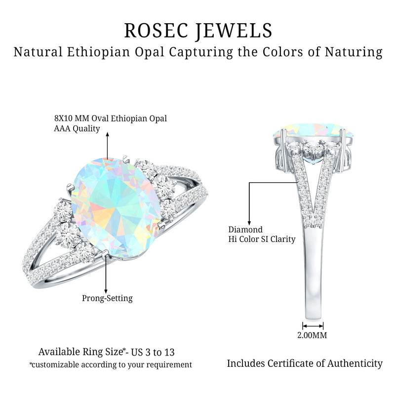 Ethiopian Opal & Diamond Oval Ring