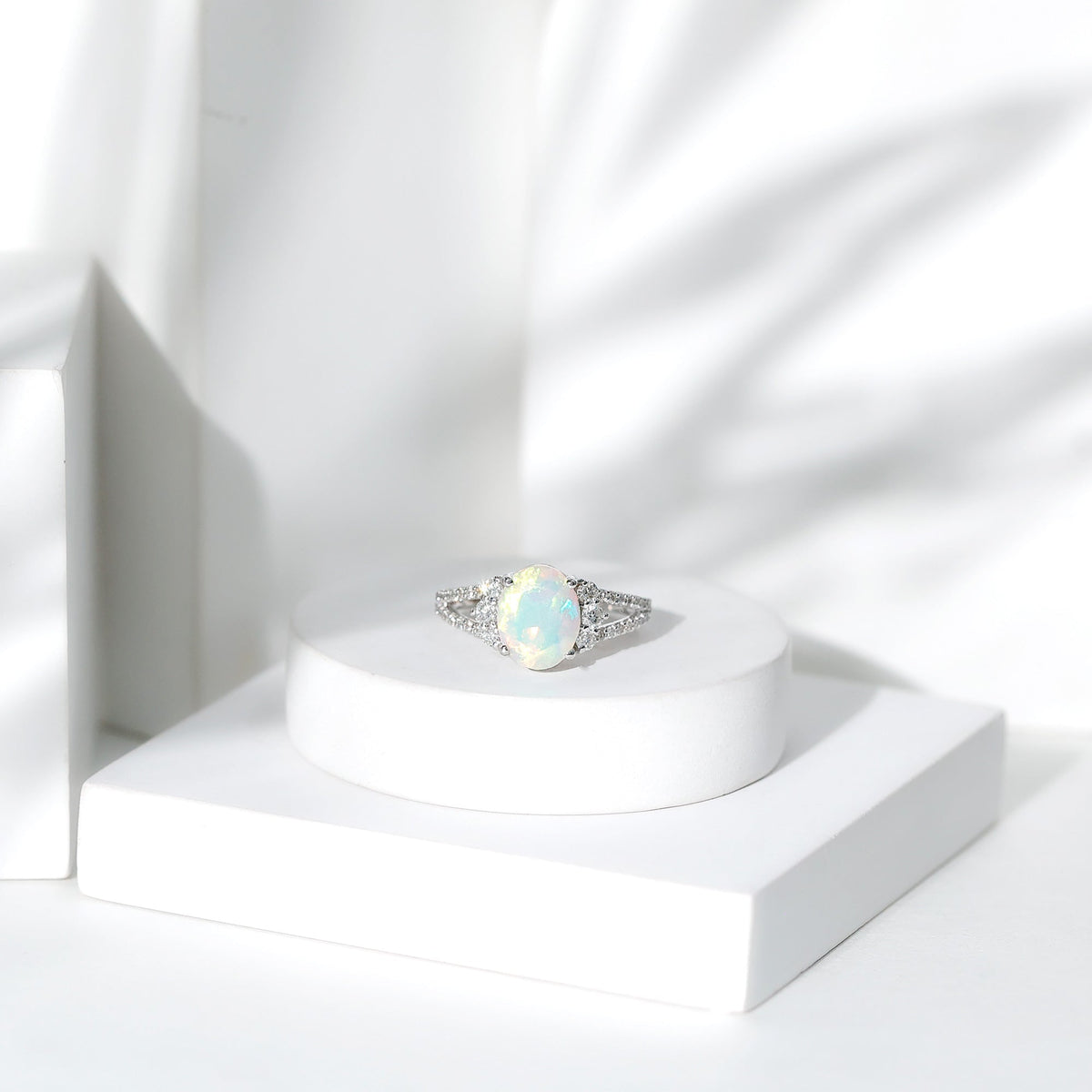 Ethiopian Opal & Diamond Oval Ring