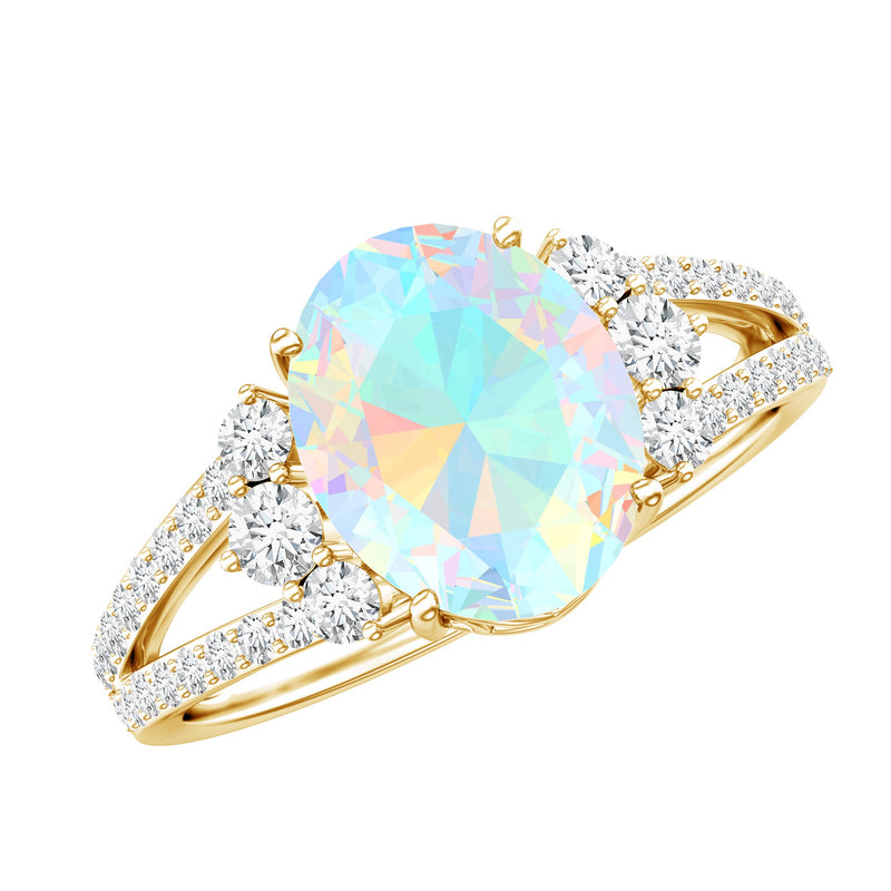 Ethiopian Opal & Diamond Oval Ring
