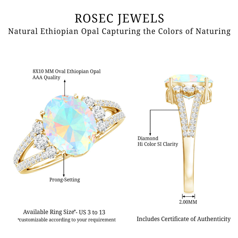 Ethiopian Opal & Diamond Oval Ring