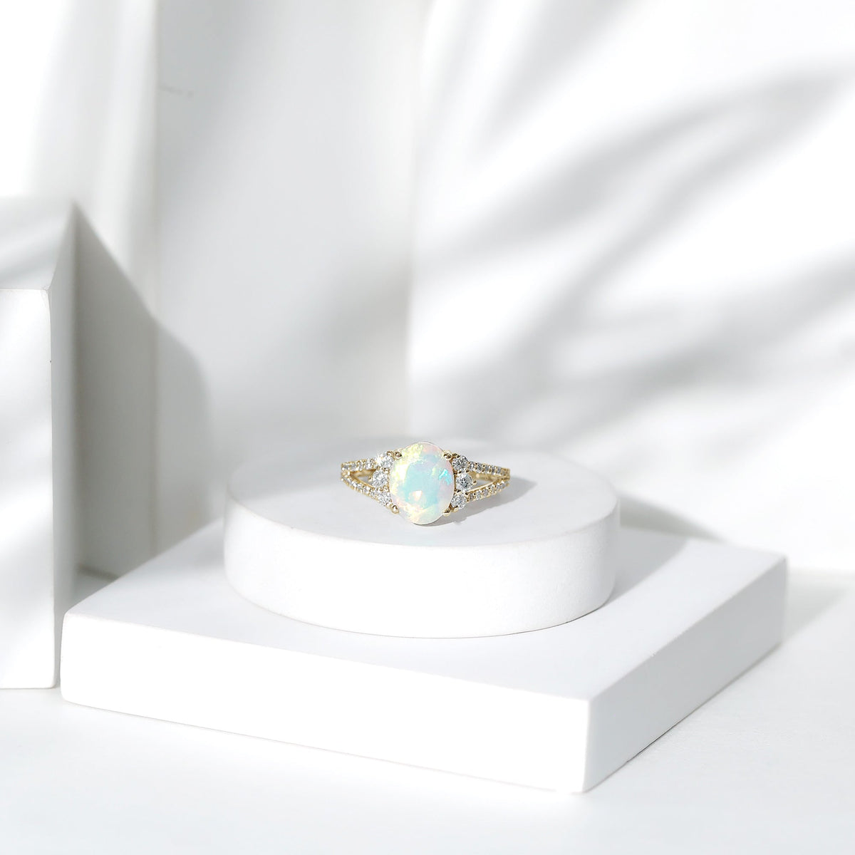 Ethiopian Opal & Diamond Oval Ring