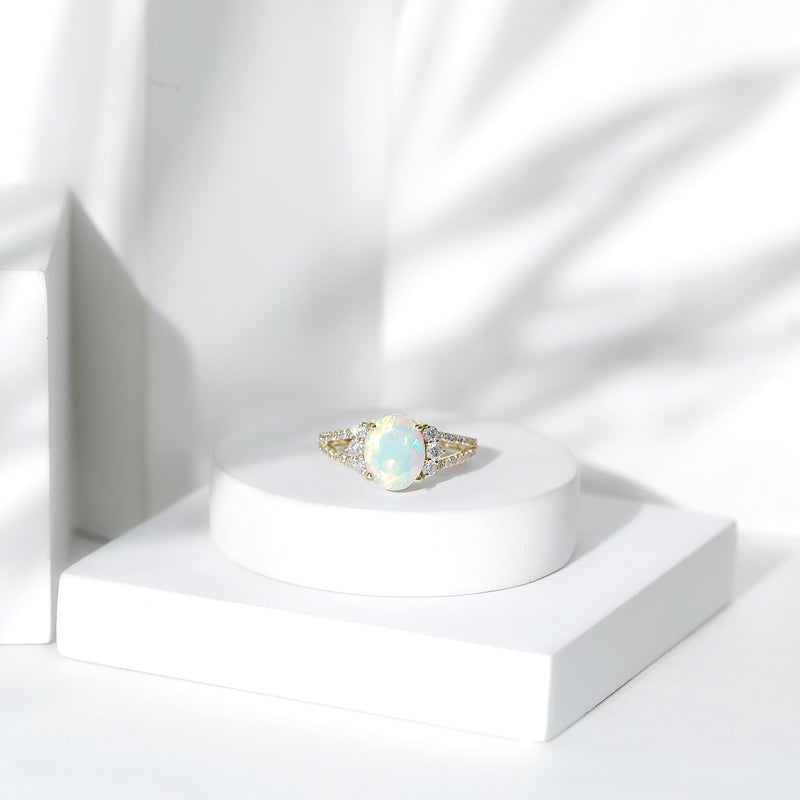 Ethiopian Opal & Diamond Oval Ring