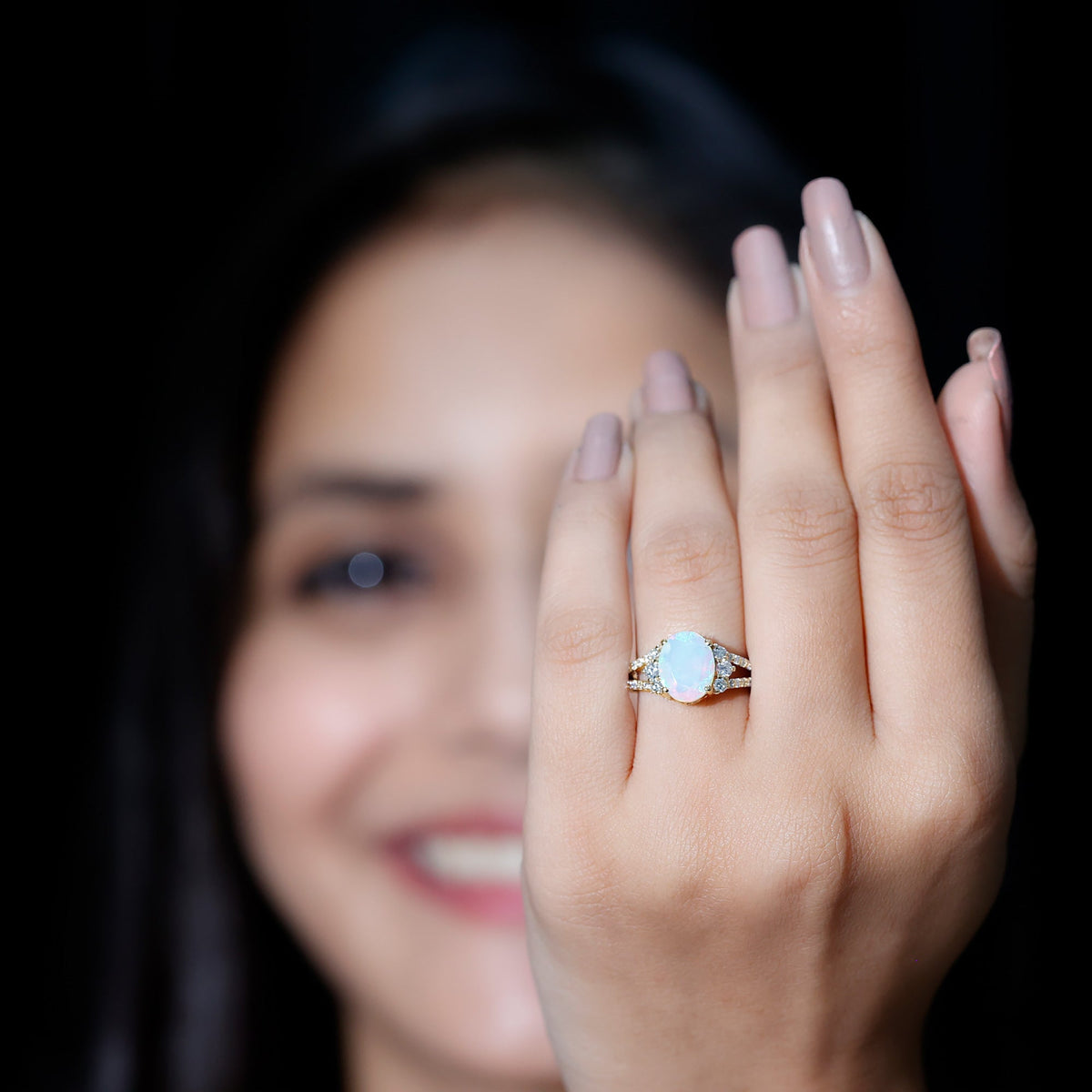 Ethiopian Opal & Diamond Oval Ring