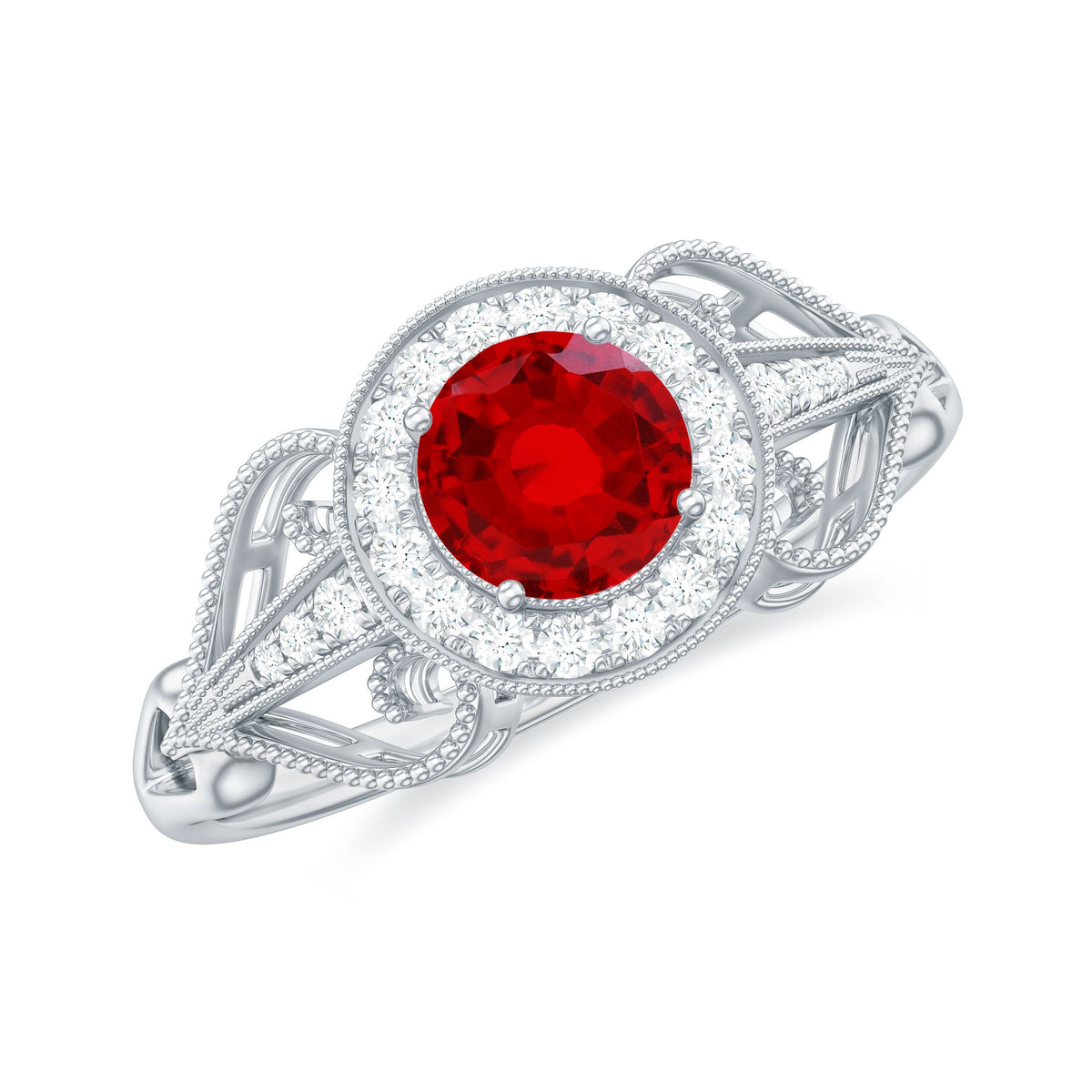 Vintage Lab-Created Ruby & Diamond Ring