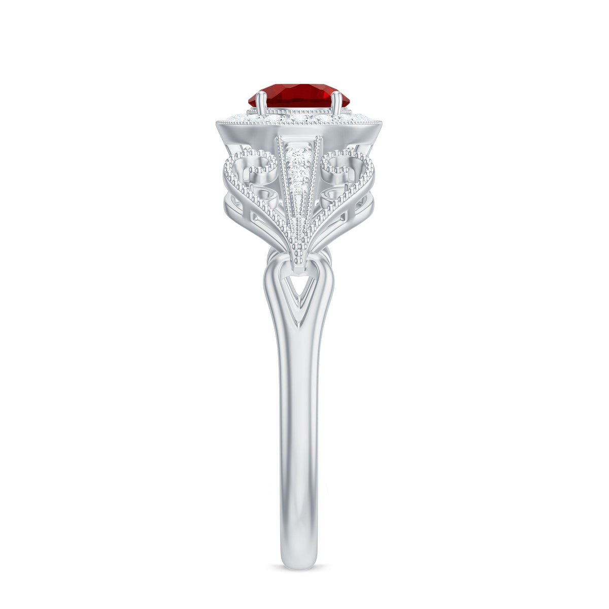 Vintage Lab-Created Ruby & Diamond Ring