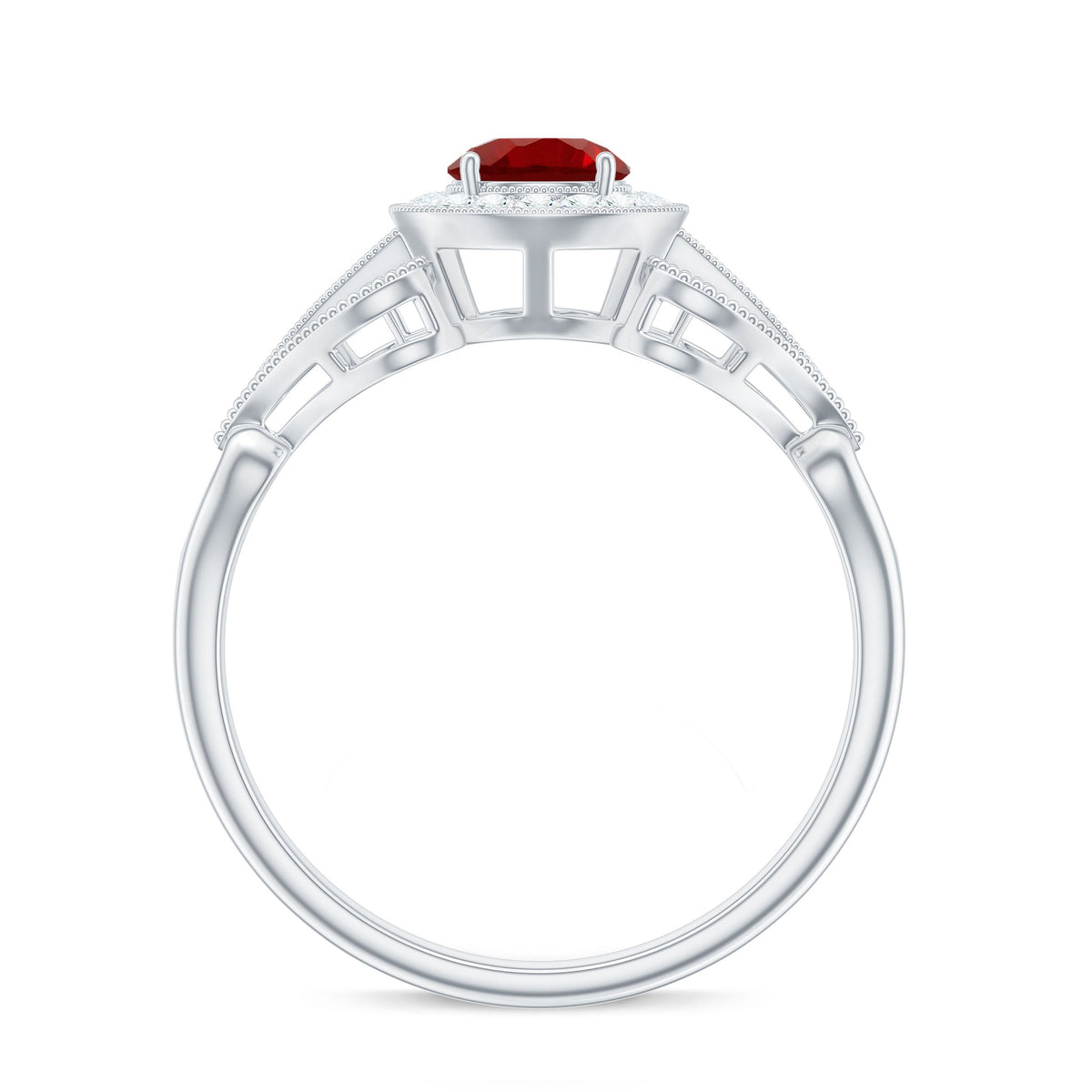 Vintage Lab-Created Ruby & Diamond Ring