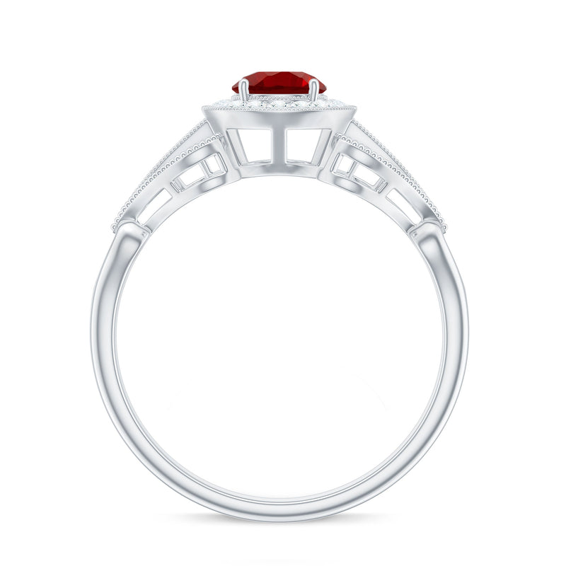 Vintage Lab-Created Ruby & Diamond Ring