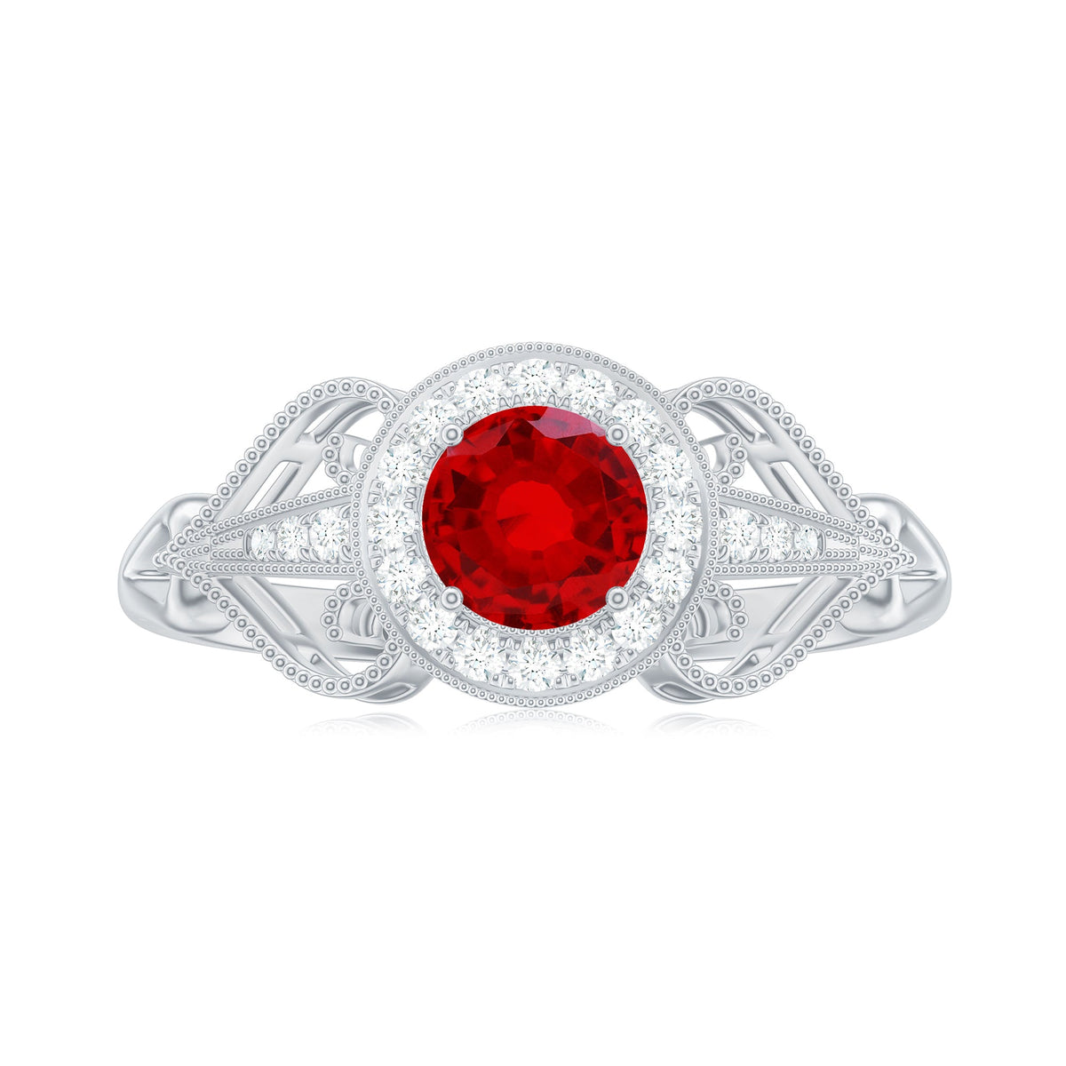 Vintage Lab-Created Ruby & Diamond Ring