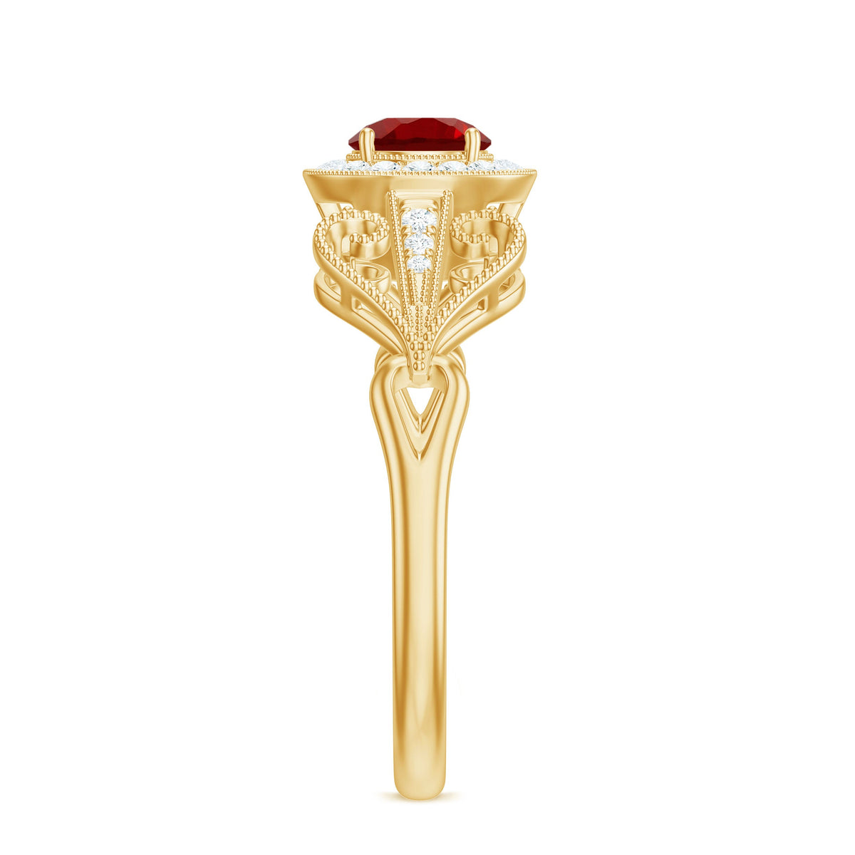 Vintage Lab-Created Ruby & Diamond Ring