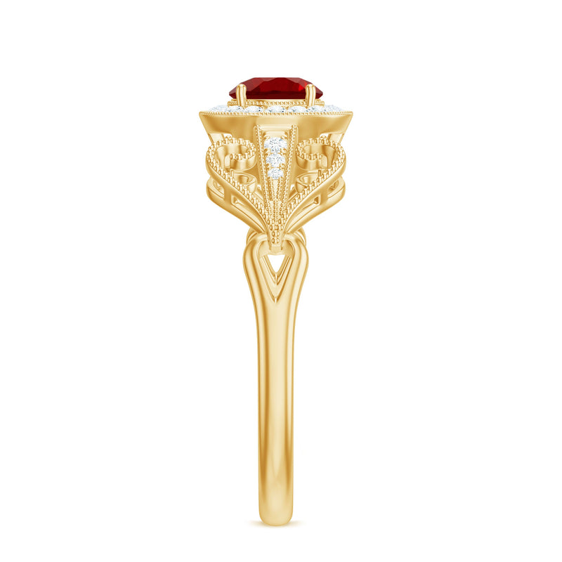 Vintage Lab-Created Ruby & Diamond Ring