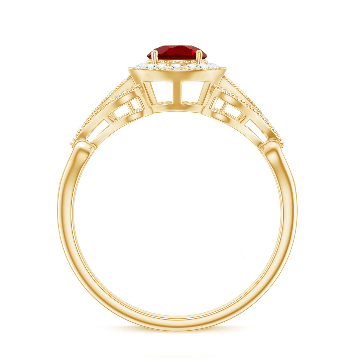 Vintage Lab-Created Ruby & Diamond Ring