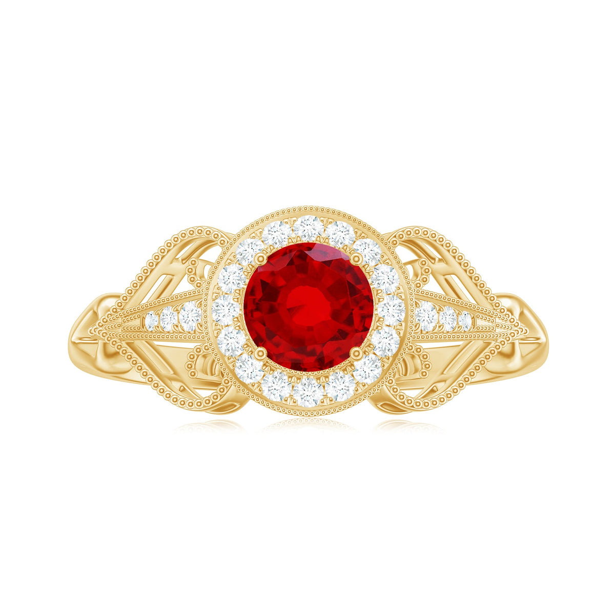 Vintage Lab-Created Ruby & Diamond Ring