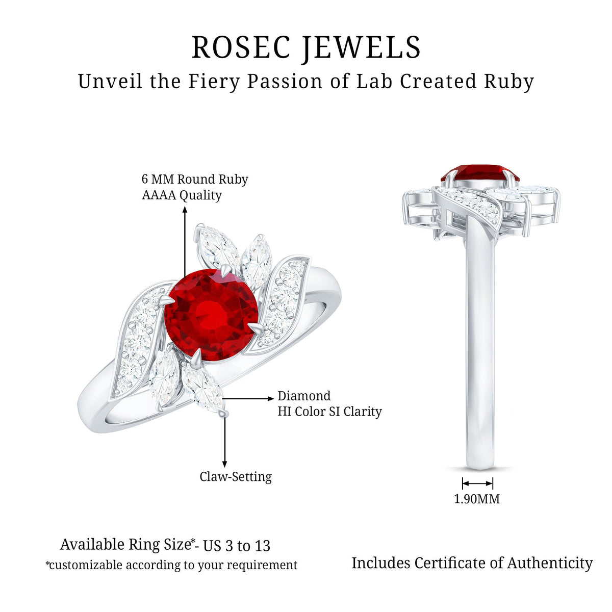 Lab-Created Ruby & Diamond Flower Ring