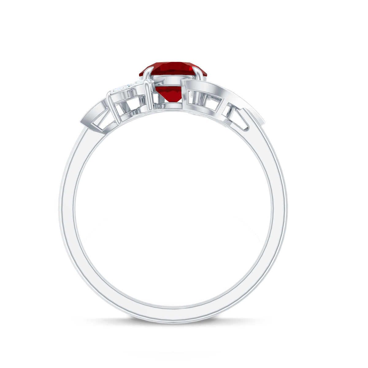 Lab-Created Ruby & Diamond Flower Ring