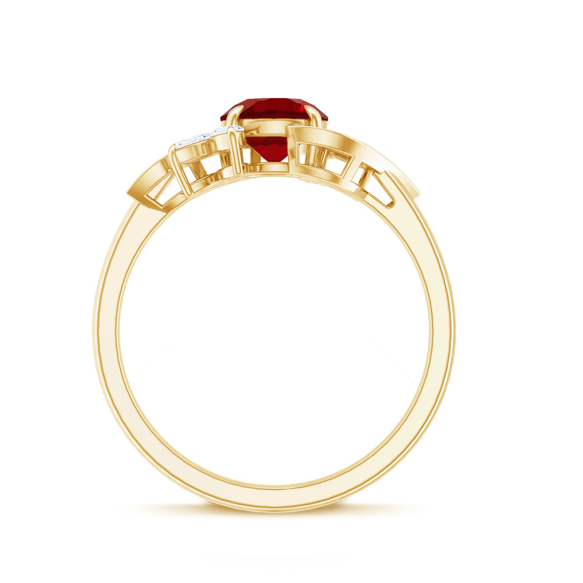 Lab-Created Ruby & Diamond Flower Ring