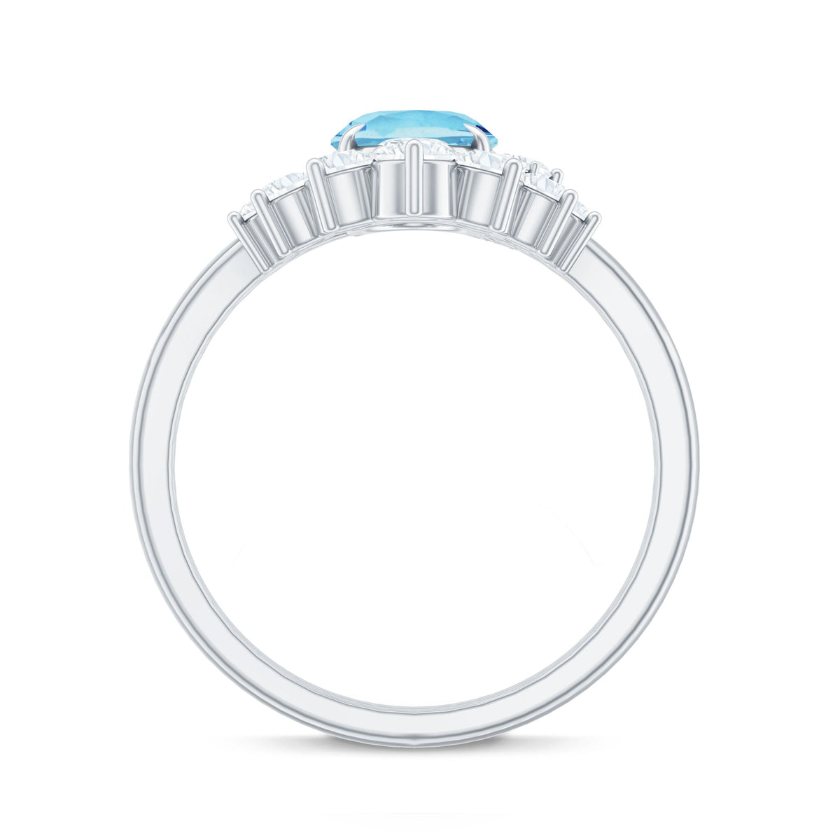 Oval Aquamarine & Diamond Bridal Ring Set