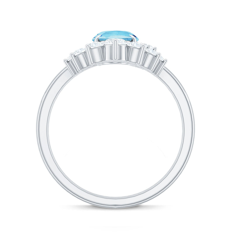 Oval Aquamarine & Diamond Bridal Ring Set