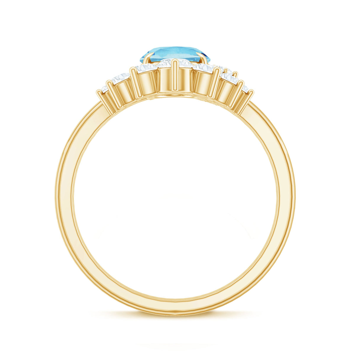 Oval Aquamarine & Diamond Bridal Ring Set