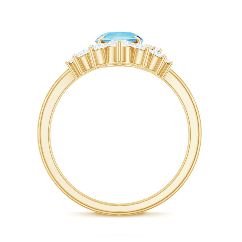 Oval Aquamarine & Diamond Bridal Ring Set