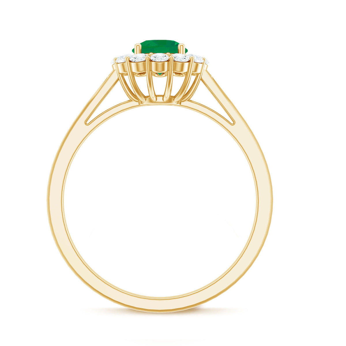 Round Emerald & Diamond Classic Engagement Ring