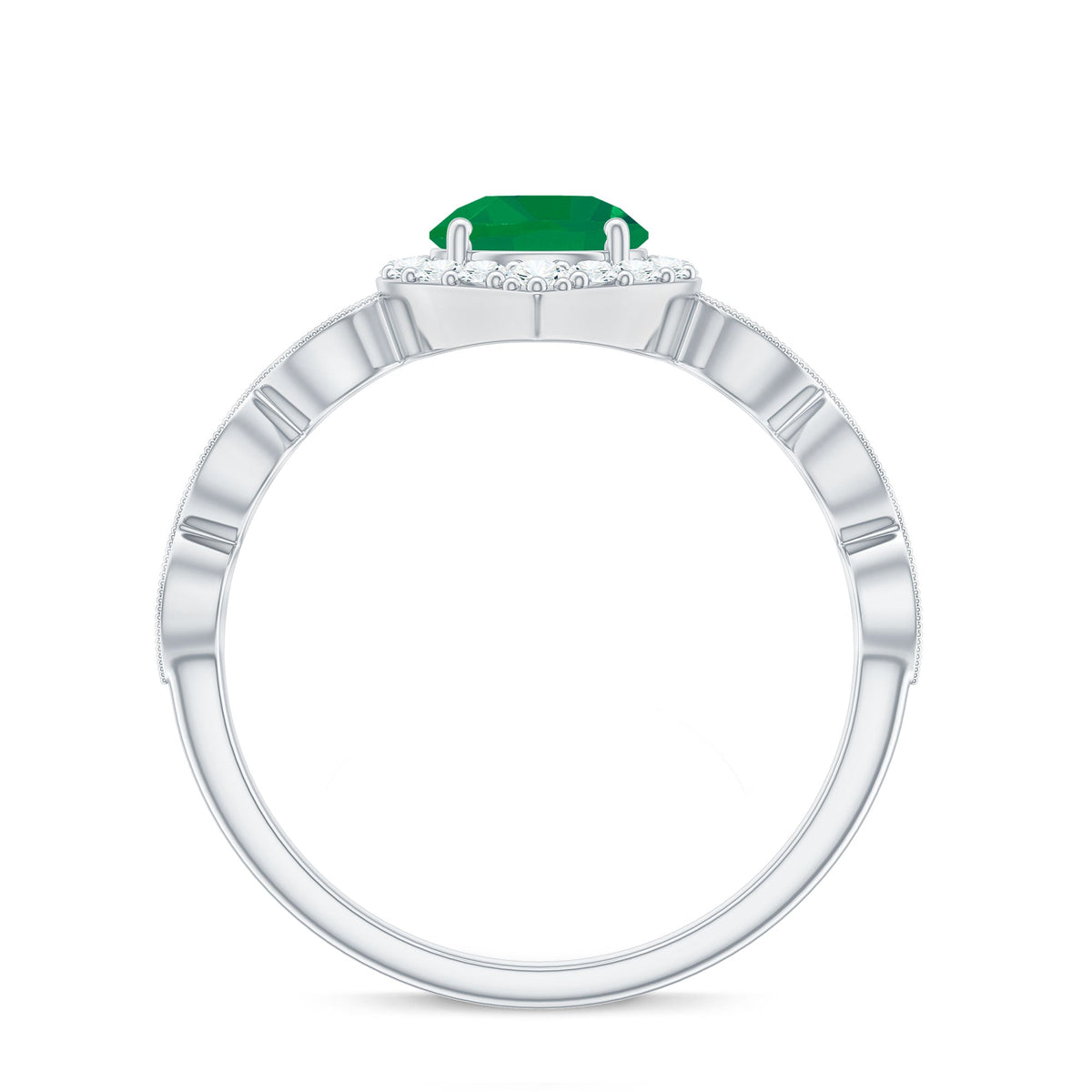 Emerald & Diamond Vintage Halo Ring