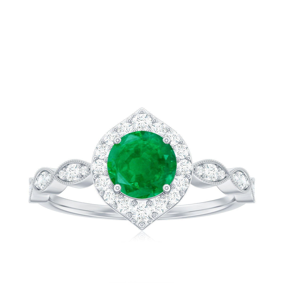 Emerald & Diamond Vintage Halo Ring