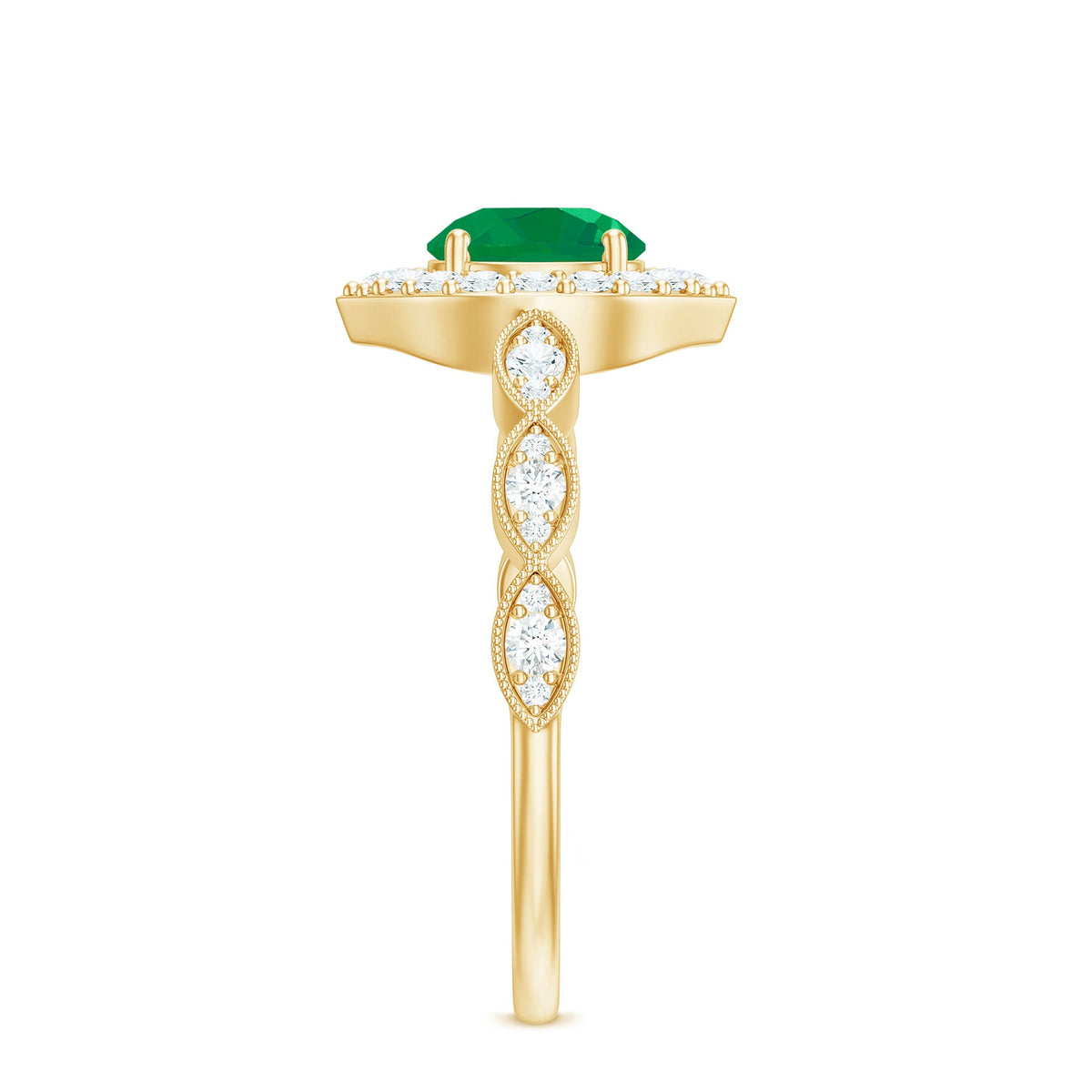 Emerald & Diamond Vintage Halo Ring
