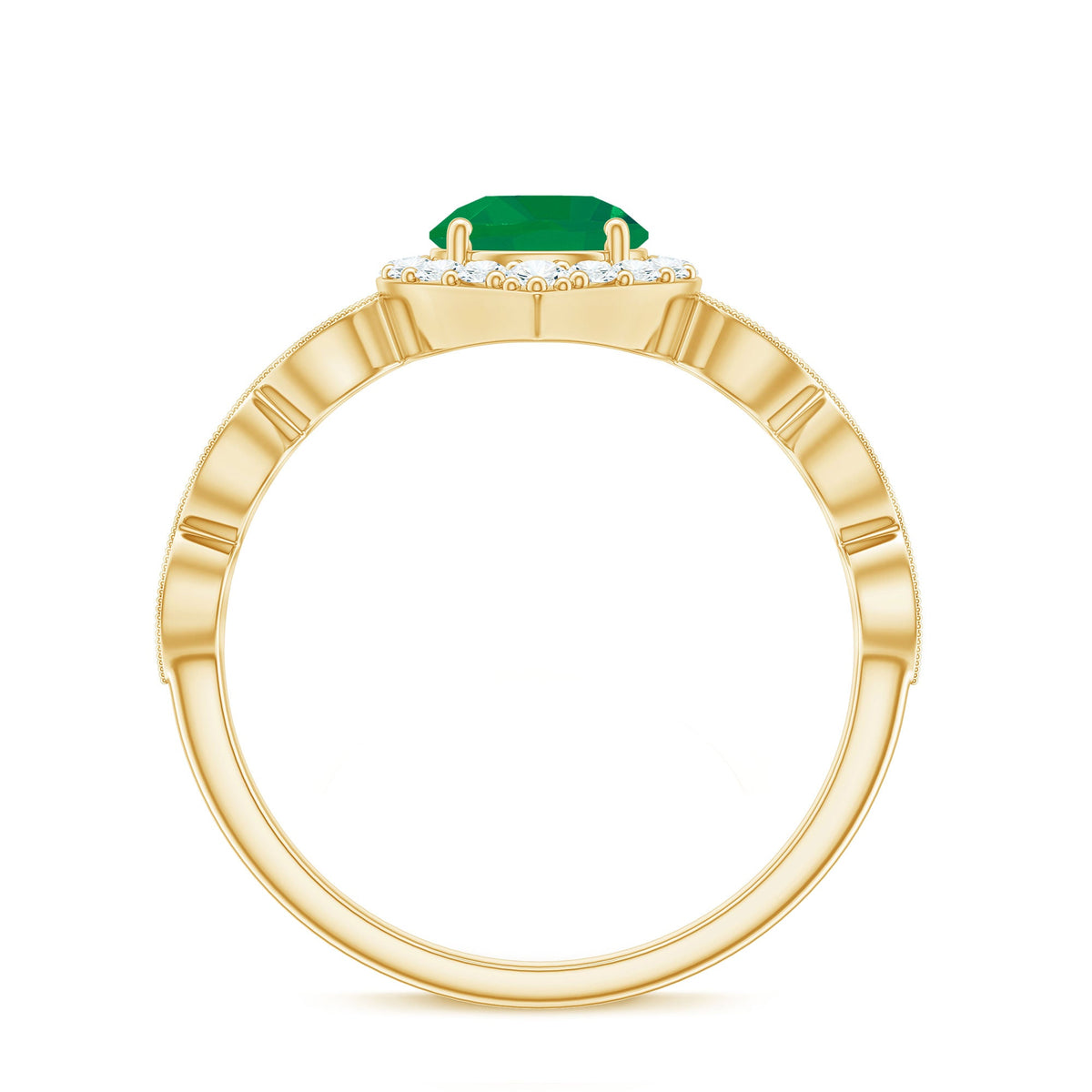 Emerald & Diamond Vintage Halo Ring