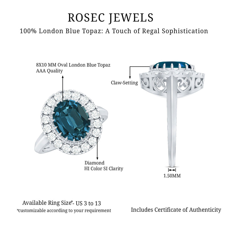 London Blue Topaz & Diamond Statement Ring