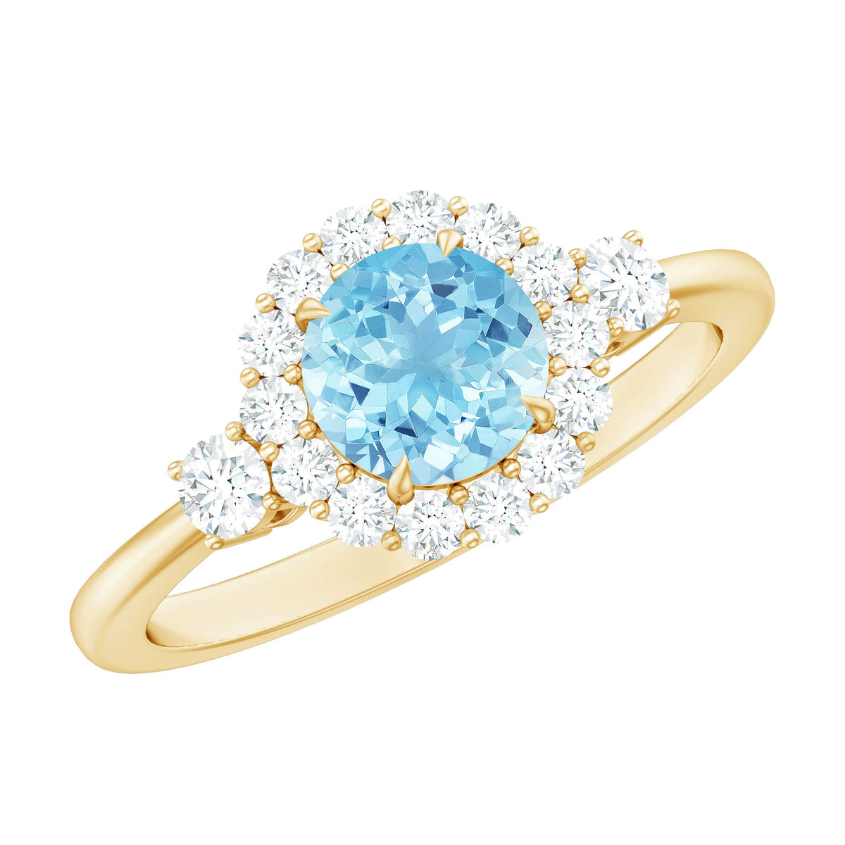 Classic Aquamarine Engagement Ring with Diamond Halo