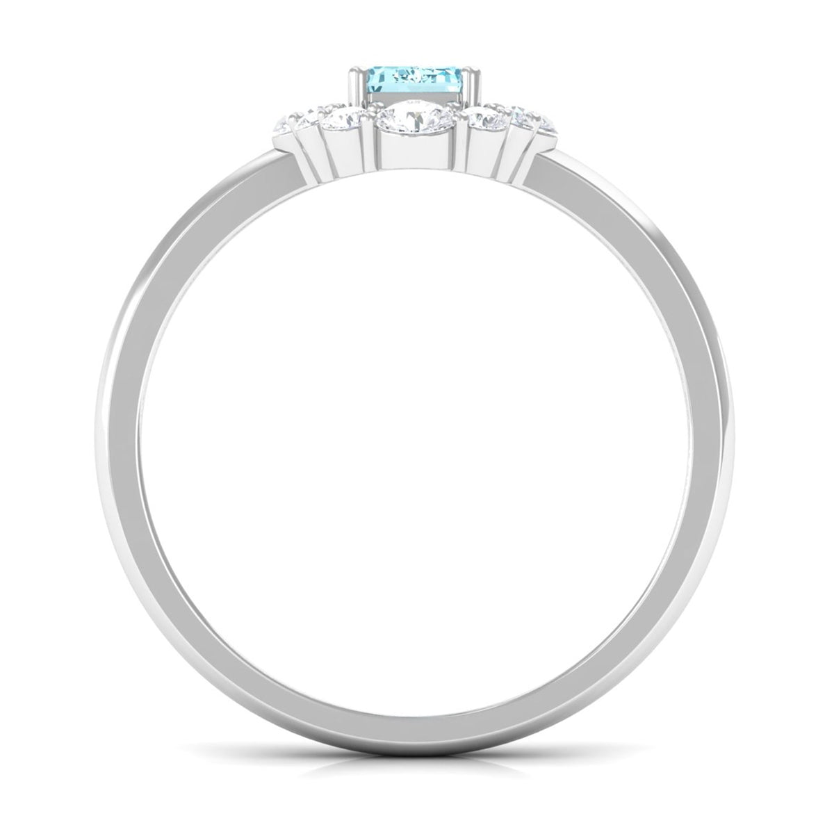Emerald-Cut Aquamarine & Diamond Halo Engagement Ring