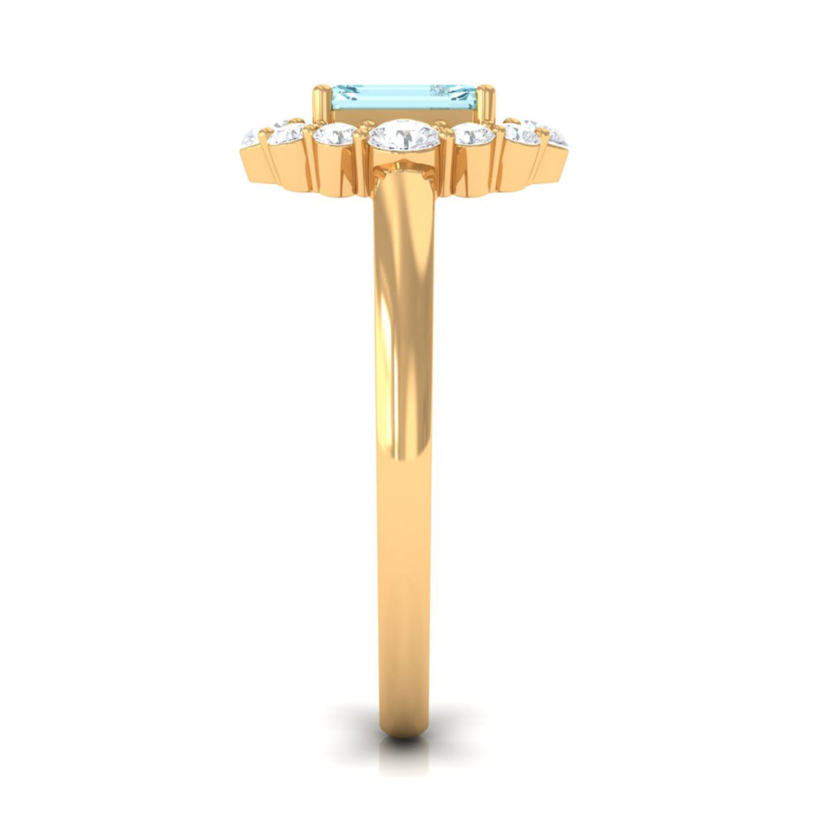 Emerald-Cut Aquamarine & Diamond Halo Engagement Ring