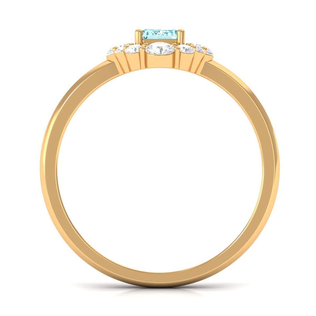 Emerald-Cut Aquamarine & Diamond Halo Engagement Ring