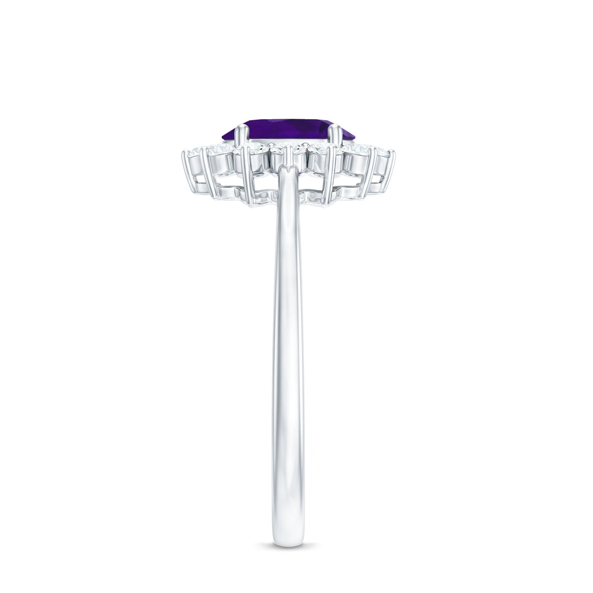 Royal-Inspired Oval Amethyst & Diamond Halo Ring