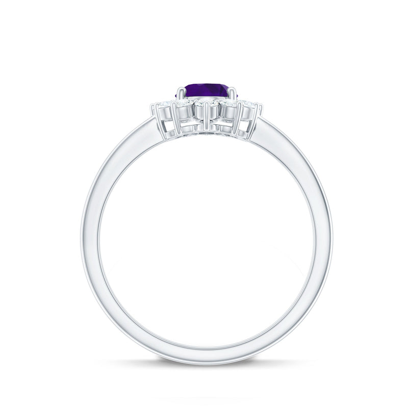 Royal-Inspired Oval Amethyst & Diamond Halo Ring