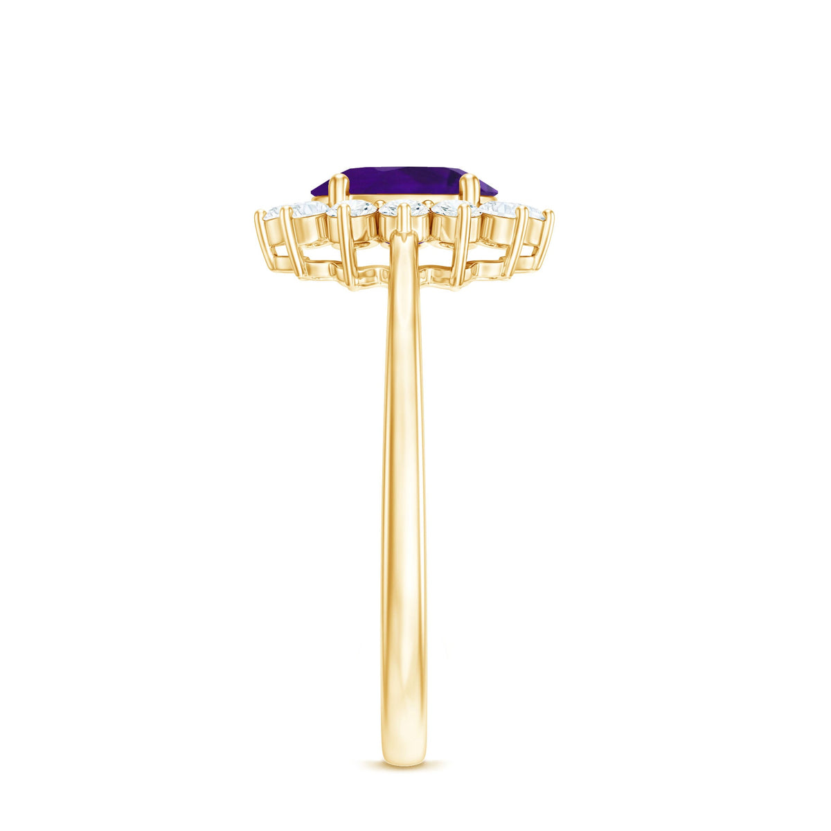 Royal-Inspired Oval Amethyst & Diamond Halo Ring