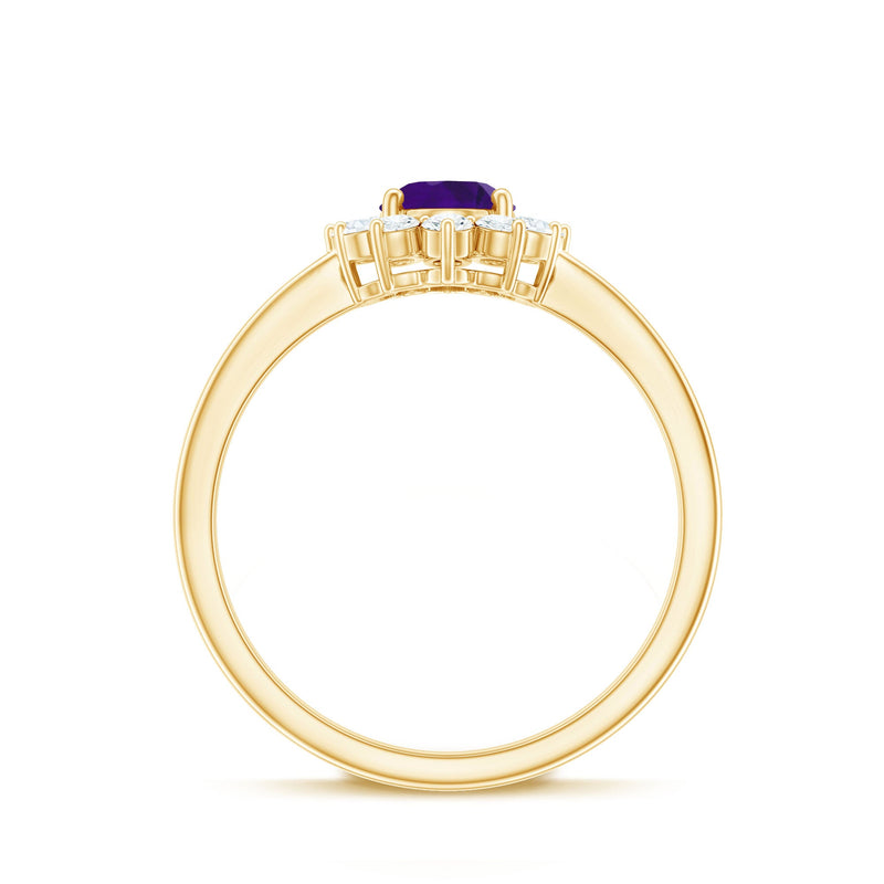 Royal-Inspired Oval Amethyst & Diamond Halo Ring