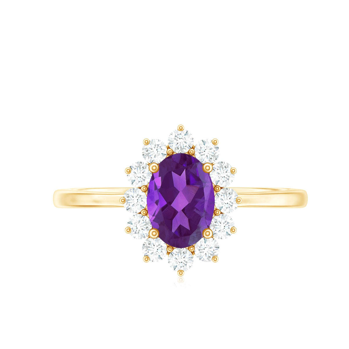 Royal-Inspired Oval Amethyst & Diamond Halo Ring