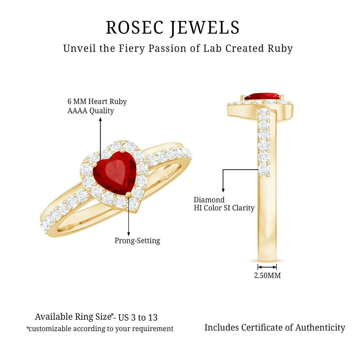 Lab-Created Ruby Heart & Diamond Halo Ring