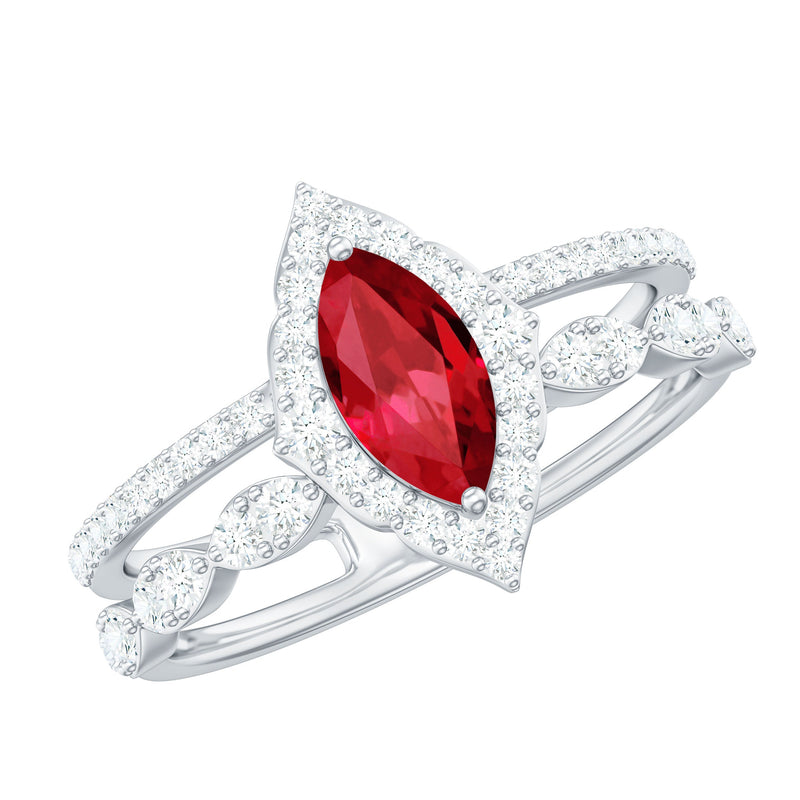 Vintage-Inspired Lab-Created Ruby & Diamond Double Band Ring