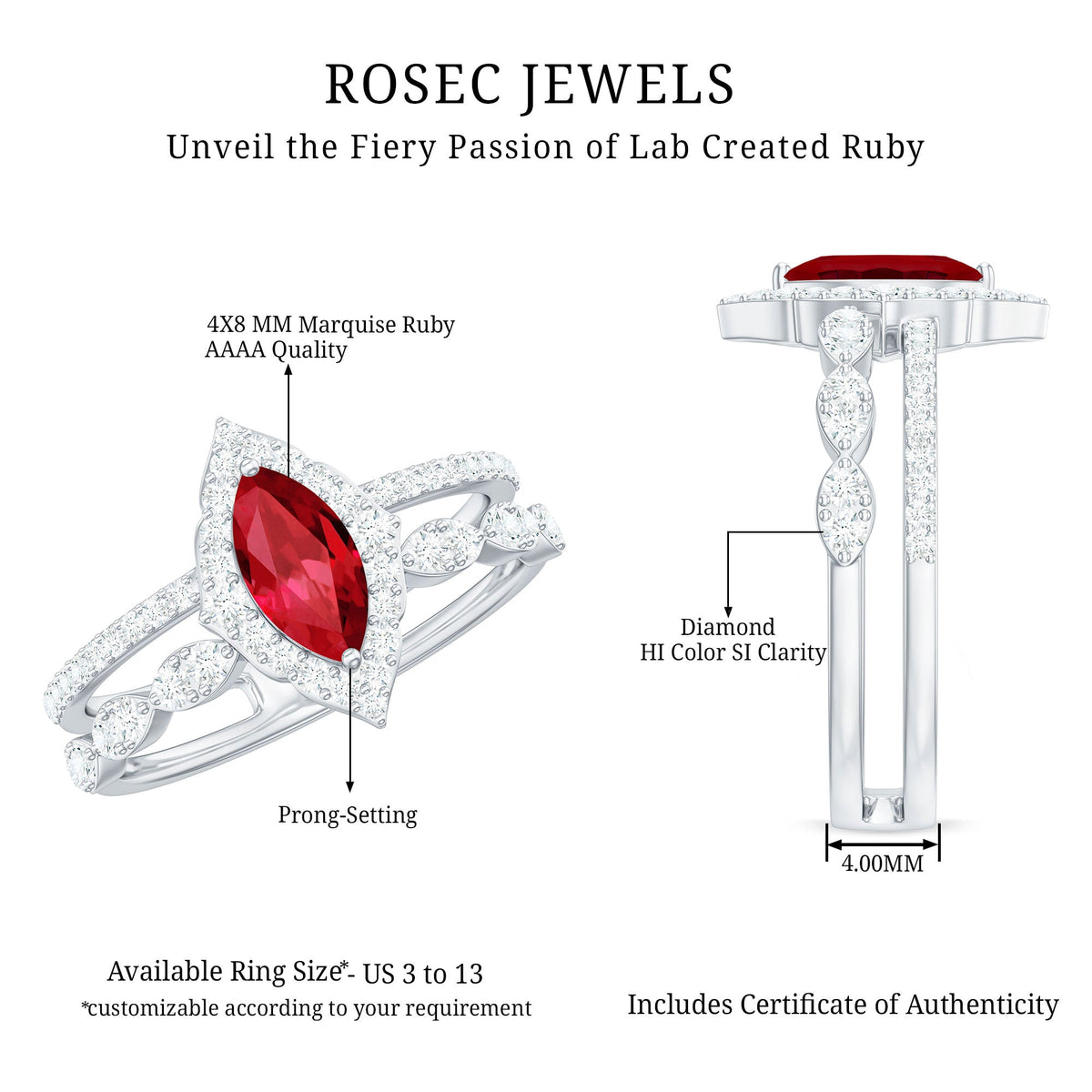 Vintage-Inspired Lab-Created Ruby & Diamond Double Band Ring