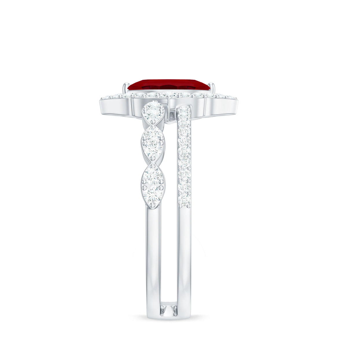 Vintage-Inspired Lab-Created Ruby & Diamond Double Band Ring