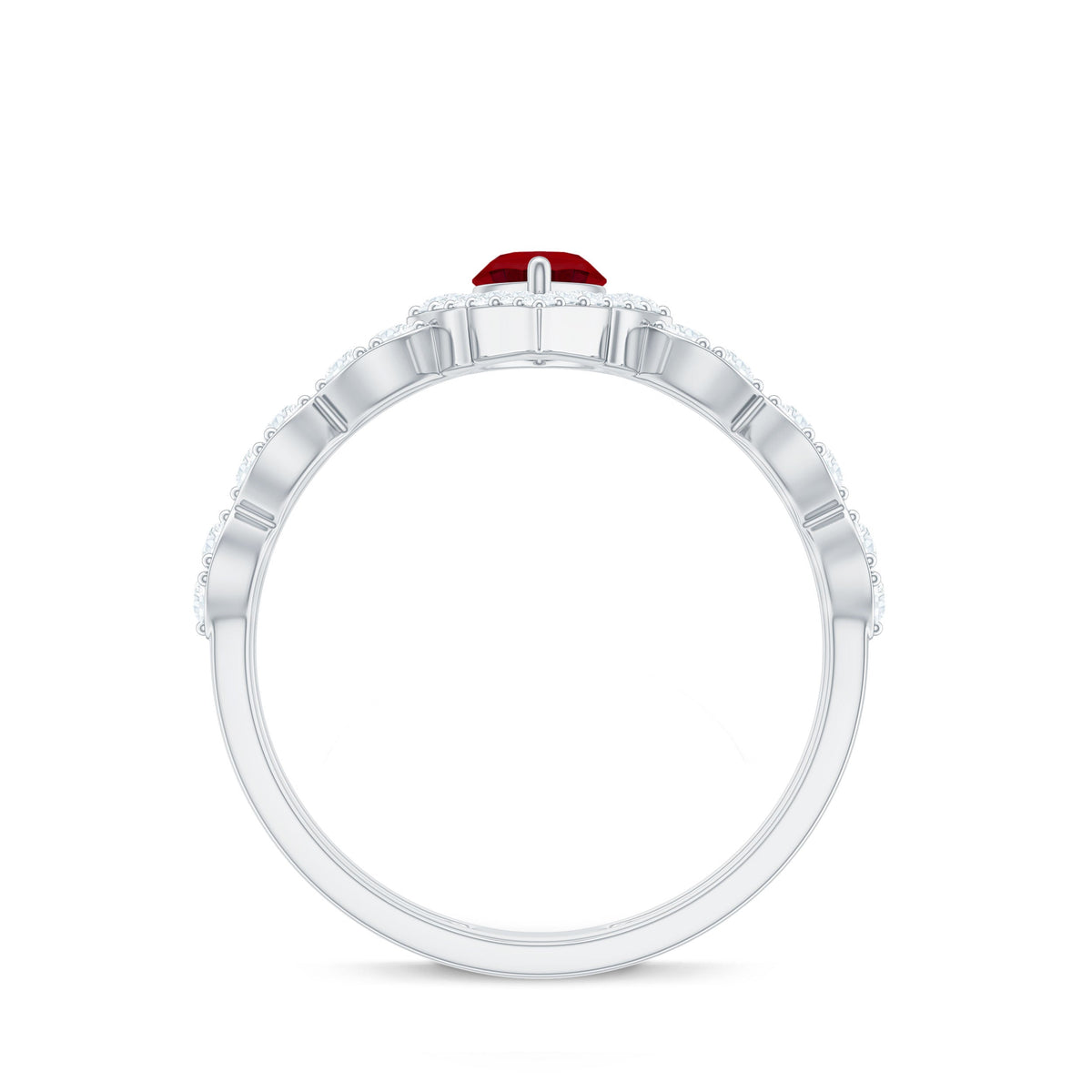 Vintage-Inspired Lab-Created Ruby & Diamond Double Band Ring