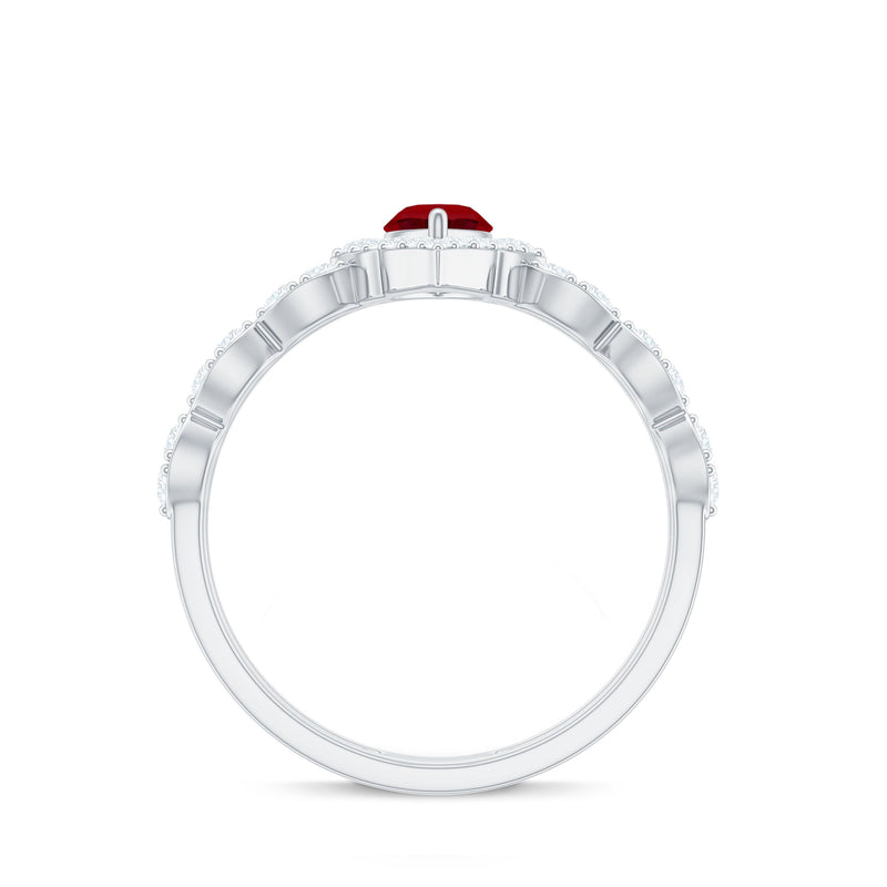 Vintage-Inspired Lab-Created Ruby & Diamond Double Band Ring