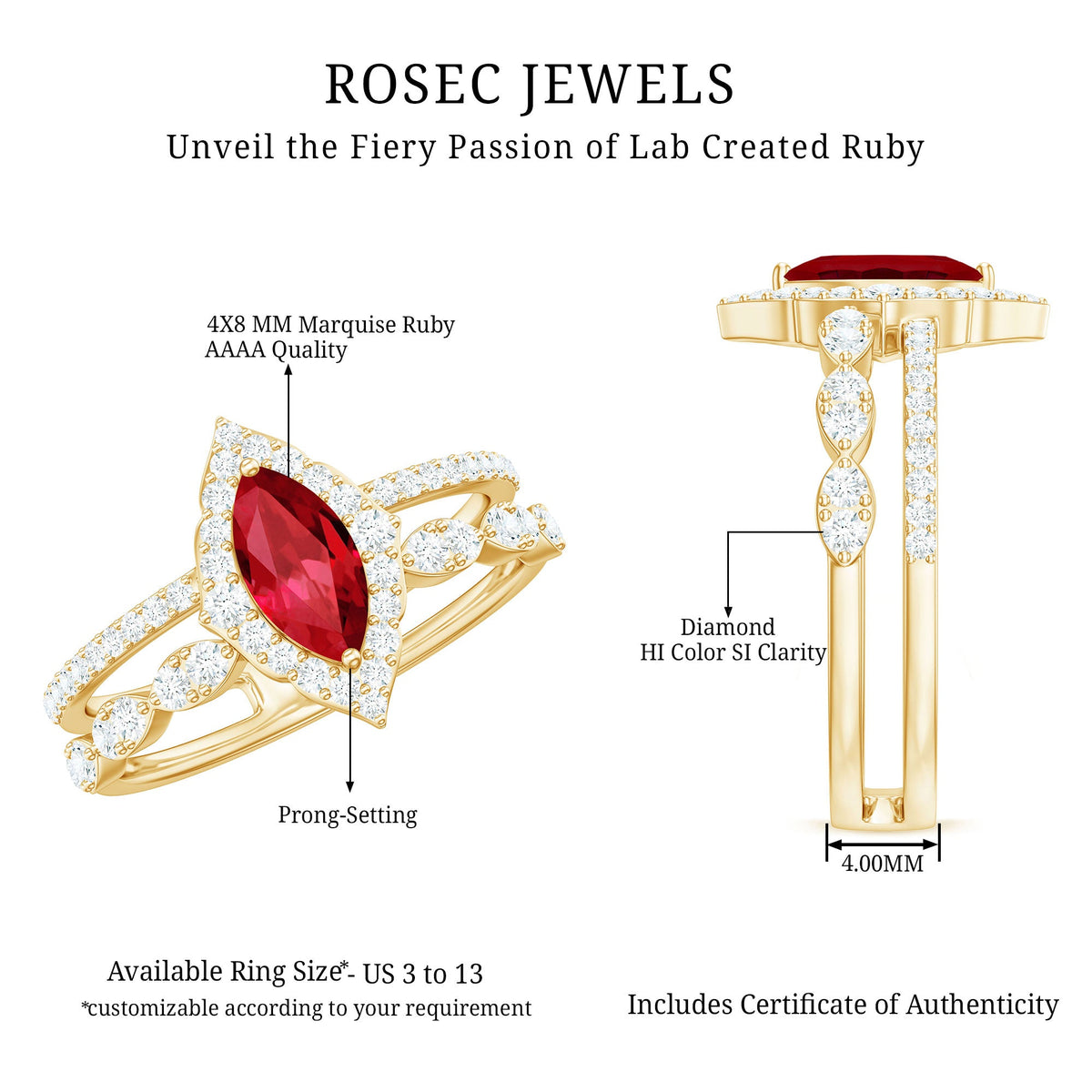 Vintage-Inspired Lab-Created Ruby & Diamond Double Band Ring