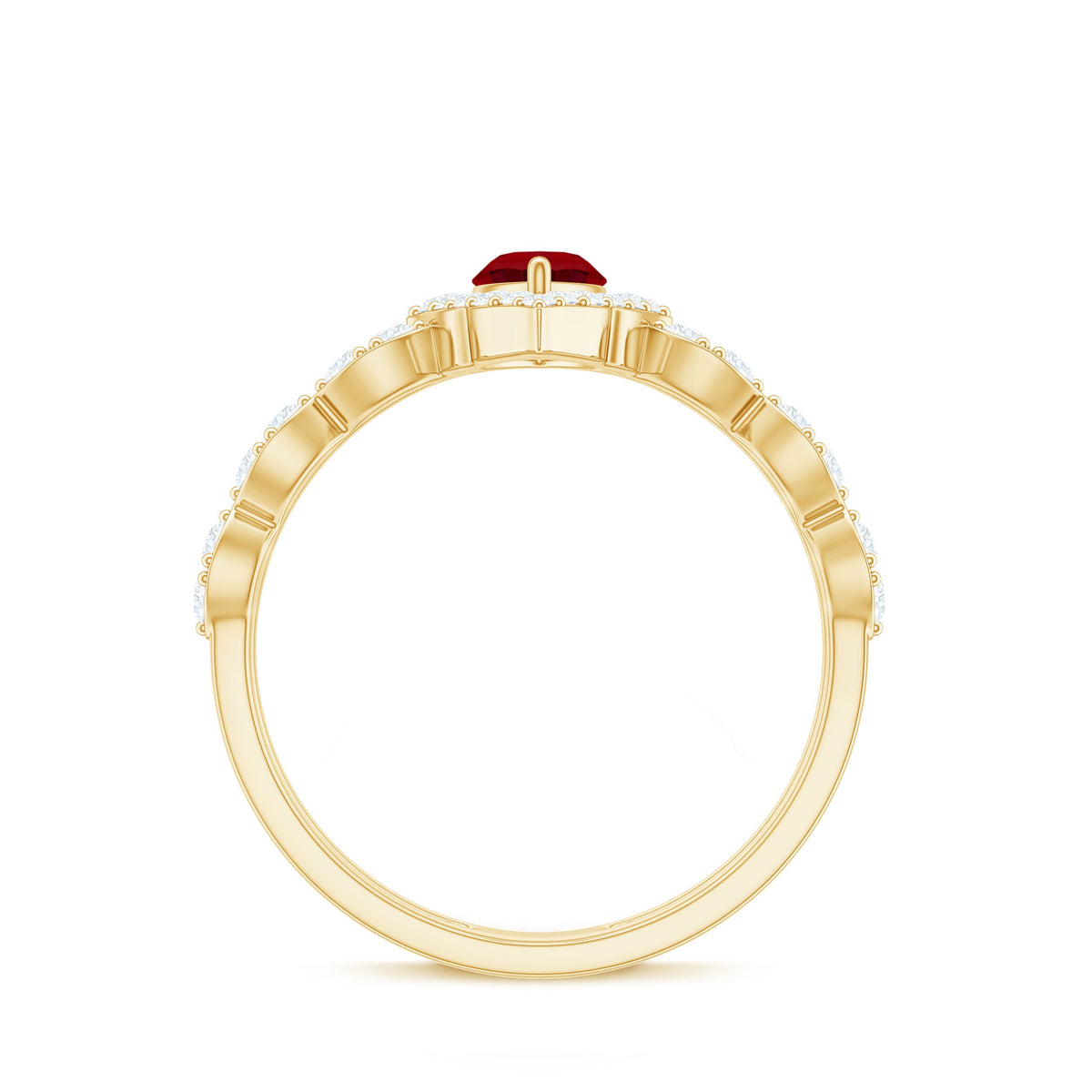 Vintage-Inspired Lab-Created Ruby & Diamond Double Band Ring