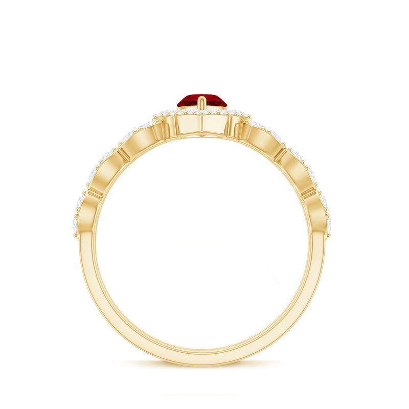 Vintage-Inspired Lab-Created Ruby & Diamond Double Band Ring